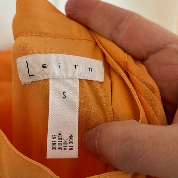 Leith Women’s Ombré gradient tiered pleated orange pink raspberry dress Small! - Picture 8 of 9